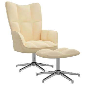 Relaxsessel mit Hocker Cremeweiß Samt