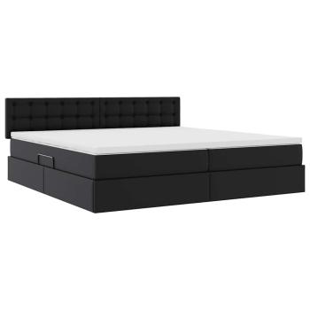 Bett mit Stauraum und LED Hellgrau 200 x 200 cm Kunstleder