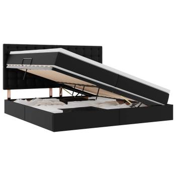 Aufbewahrungsbett mit Matratze Schwarz 200 x 200 cm Kunstleder