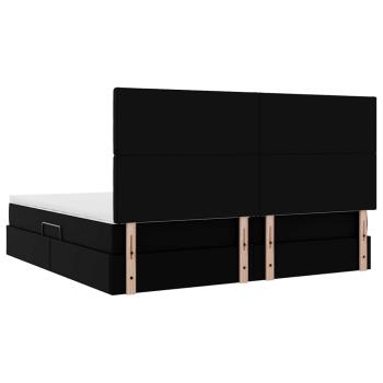 Aufbewahrungsbett mit Matratze Schwarz 200 x 200 cm Kunstleder