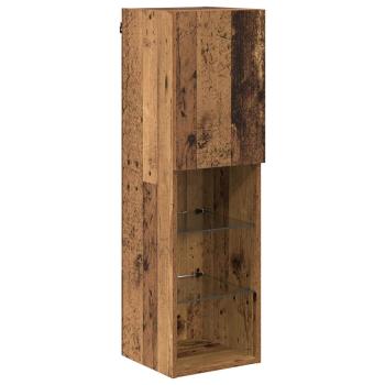 TV-Wandschrank-Set mit LED-Lichtern Wandmontiert 7 pcs Altholz