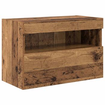 TV-Wandschrank-Set mit LED-Lichtern Wandmontiert 7 pcs Altholz