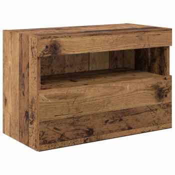 TV-Wandgeräte mit LED-Lichtleisten 6 pcs Altholz Holzwerkstoff