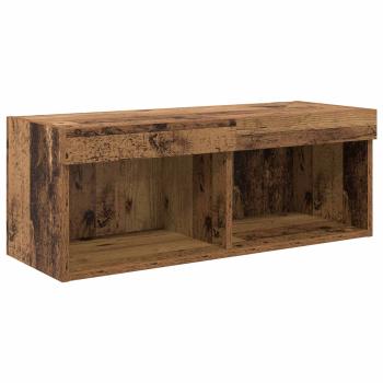 TV-Wandgeräte mit LED-Lichtleisten 6 pcs Altholz Holzwerkstoff