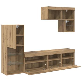 ARDEBO.de - TV-Wandgeräte Wandmontiert 6 pcs Artisan-Eiche Holzwerkstoff