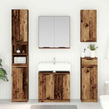 ARDEBO.de - Badezimmermöbel-Set mit Schubladen 3 pcs Altholz Holzwerkstoff