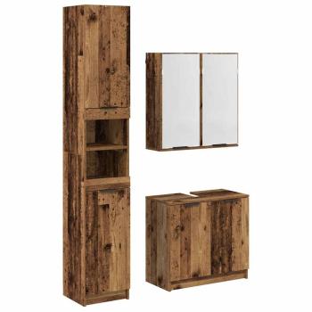 Badezimmerschrank-Set mit Regal mit Tür Altholz Holzwerkstoff