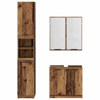 Badezimmerschrank-Set mit Regal mit Tür Altholz Holzwerkstoff