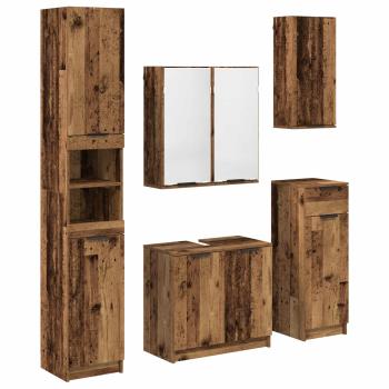 Badezimmermöbel-Set mit Schubladen 5 pcs Altholz Holzwerkstoff