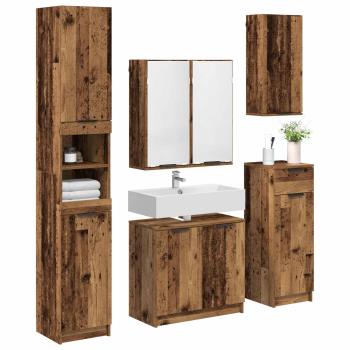 Badezimmermöbel-Set mit Schubladen 5 pcs Altholz Holzwerkstoff