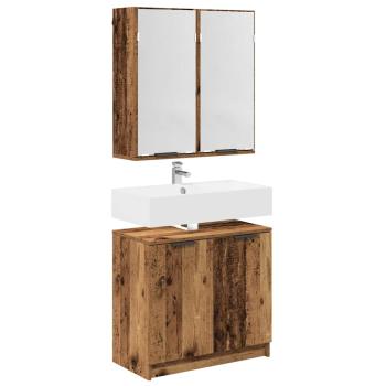 Badezimmerschrank-Set mit Regal mit Tür Altholz Holzwerkstoff