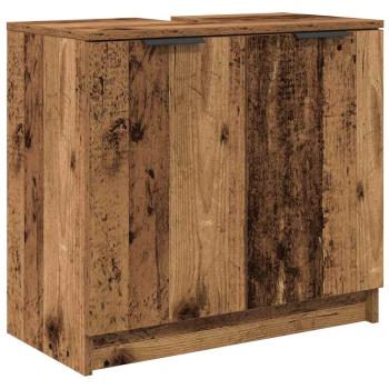 Badezimmerschrank-Set mit Regal mit Tür Altholz Holzwerkstoff