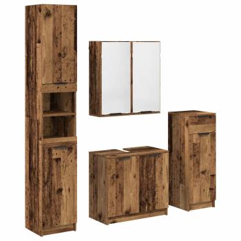 Badezimmermöbel-Set mit Schubladen 4 pcs Altholz Holzwerkstoff