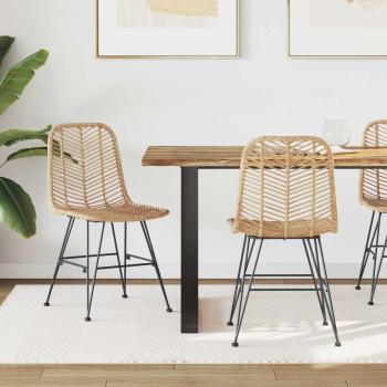 ARDEBO.de - Esszimmerstuhl 2 pcs Natur 44,5 x 55 x 85 cm Rattan und Eisen