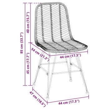 Esszimmerstuhl 2 pcs Natur 44,5 x 55 x 85 cm Rattan und Eisen