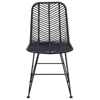 Esszimmerstuhl 2 Stk. Rattan und Eisen Schwarz