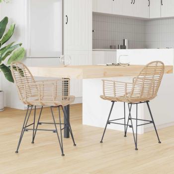 Esszimmerstuhl 2 pcs Natur 57 x 54,5 x 85 cm Rattan und Eisen