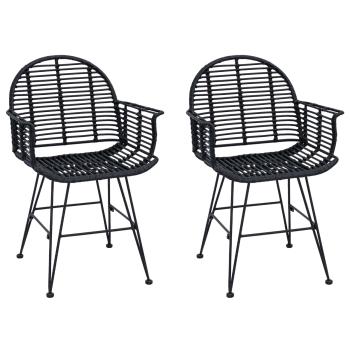 Esszimmerstuhl 2 pcs Schwarz 57 x 54,5 x 85 cm Rattan und Eisen