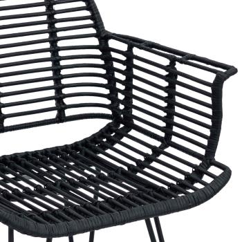 Esszimmerstuhl 2 pcs Schwarz 57 x 54,5 x 85 cm Rattan und Eisen