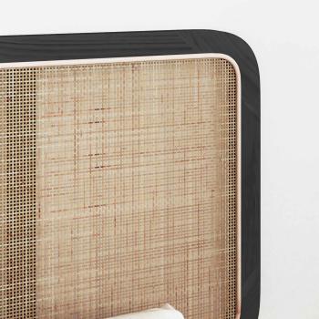 Kopfteil mit Kopfteil Schwarz 140 x 55 x 3 cm Rattan