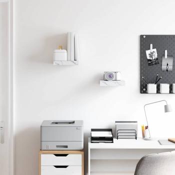 Wandregale 2 pcs Weiß Marmor 23 x 23,5 x 4 cm Holzwerkstoff