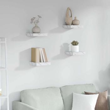 ARDEBO.de - Wandregale 4 pcs Weiß Marmor 23 x 23,5 x 4 cm Holzwerkstoff