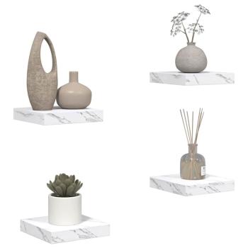 Wandregale 4 pcs Weiß Marmor 23 x 23,5 x 4 cm Holzwerkstoff