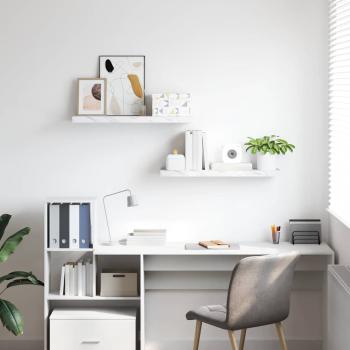 Wandregale 2 pcs Weiß Marmor 90 x 23,5 x 4 cm Holzwerkstoff