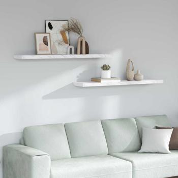 ARDEBO.de - Wandregale 2 pcs Weiß Marmor 120 x 23,5 x 4 cm Holzwerkstoff