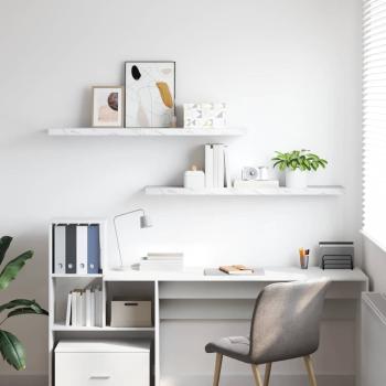 Wandregale 2 pcs Weiß Marmor 120 x 23,5 x 4 cm Holzwerkstoff