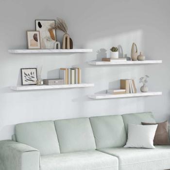 ARDEBO.de - Wandregale 4 pcs Weiß Marmor 120 x 23,5 x 4 cm Holzwerkstoff