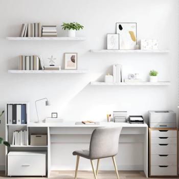 Wandregale 4 pcs Weiß Marmor 120 x 23,5 x 4 cm Holzwerkstoff