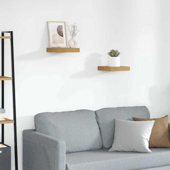 ARDEBO.de - Wandregale 2 pcs Beige 23 x 23,5 x 4 cm Holzwerkstoff
