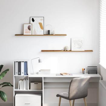 Wandregale mit Regal 2 pcs Braun 115 x 9 x 3 cm Holzwerkstoff