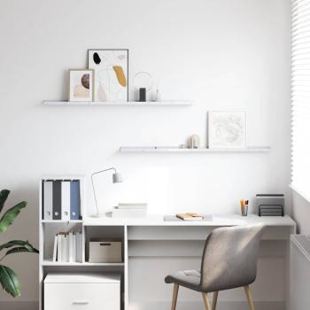 Wandregale 2 pcs Weiß Marmor 115 x 9 x 3 cm Holzwerkstoff