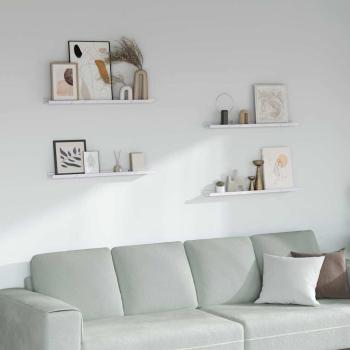 ARDEBO.de - Wandregale 4 pcs Weiß Marmor 80 x 9 x 3 cm Holzwerkstoff