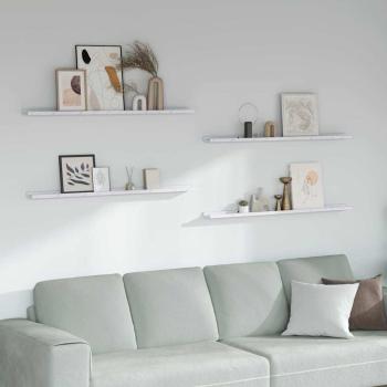 ARDEBO.de - Wandregale 4 pcs Weiß Marmor 115 x 9 x 3 cm Holzwerkstoff