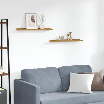 ARDEBO.de - Wandregale mit Regal 2 pcs Beige 60 x 9 x 3 cm Holzwerkstoff