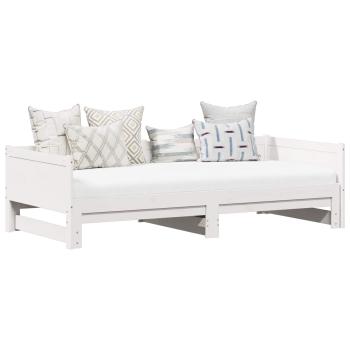 Ausziehbares Tagesbett Weiß 180 x 200 cm Massives Kiefernholz