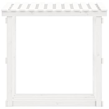 Kaminholzregal Weiß 108x64,5x109 cm Massivholz Kiefer