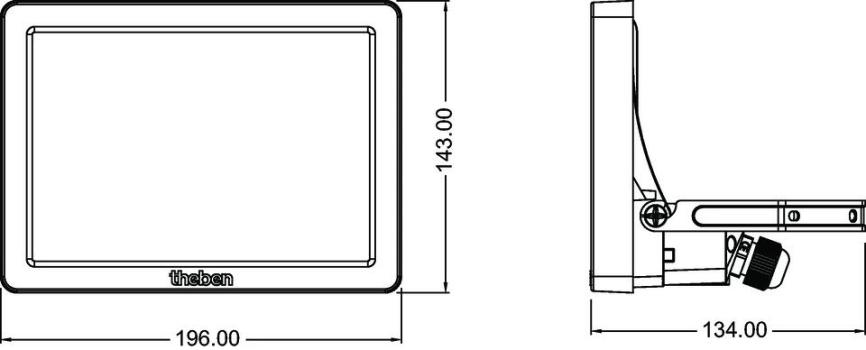 Theben theLeda B50 dual WH LED-Strahler, 50W, 125lm/W, 3000/4000K umschaltbar, DarkSky-Funktion, klare Linse, Neigung 70° oben/90° unten, IK07, IP65, weiß (1020676)