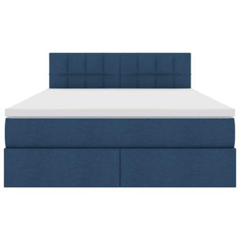 Aufbewahrungsbett mit Matratze Blau 140 x 190 cm Holzwerkstoff