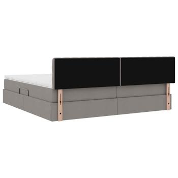 Aufbewahrungsbett mit Matratze Taupe 200 x 200 cm Holzwerkstoff