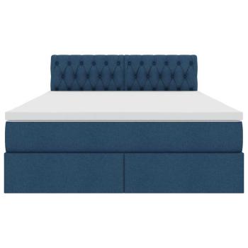 Bett mit Stauraum und LED Blau 140 x 190 cm Polyester