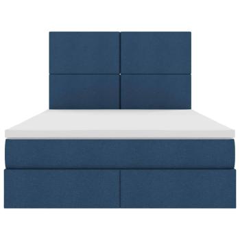 Aufbewahrungsbett mit Matratze Blau 140 x 190 cm Kunstleder