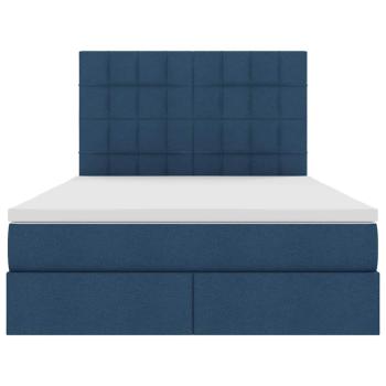 Bett mit Stauraum und LED Blau 140 x 190 cm Polyester