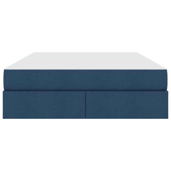 Aufbewahrungsbett mit Matratze Blau 140 x 190 cm Polyester