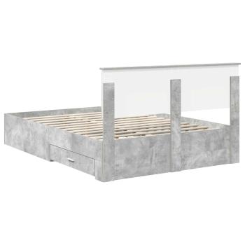 Bettrahmen mit Kopfteil Beton Grau 150 x 200 cm Holzwerkstoff