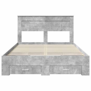 Bettrahmen mit Schubladen Beton Grau 150 x 200 cm Holzwerkstoff