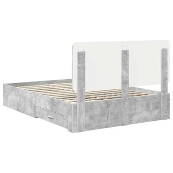 Bettrahmen mit Kopfteil Beton Grau 150 x 200 cm Holzwerkstoff